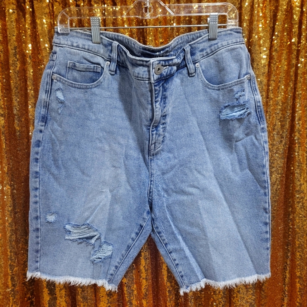 Bermuda style denim shorts